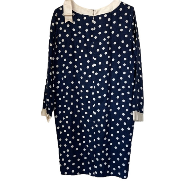 Vintage Adrianne Papell Polka Dot Dress – Navy & Cream - Picture 3 of 16